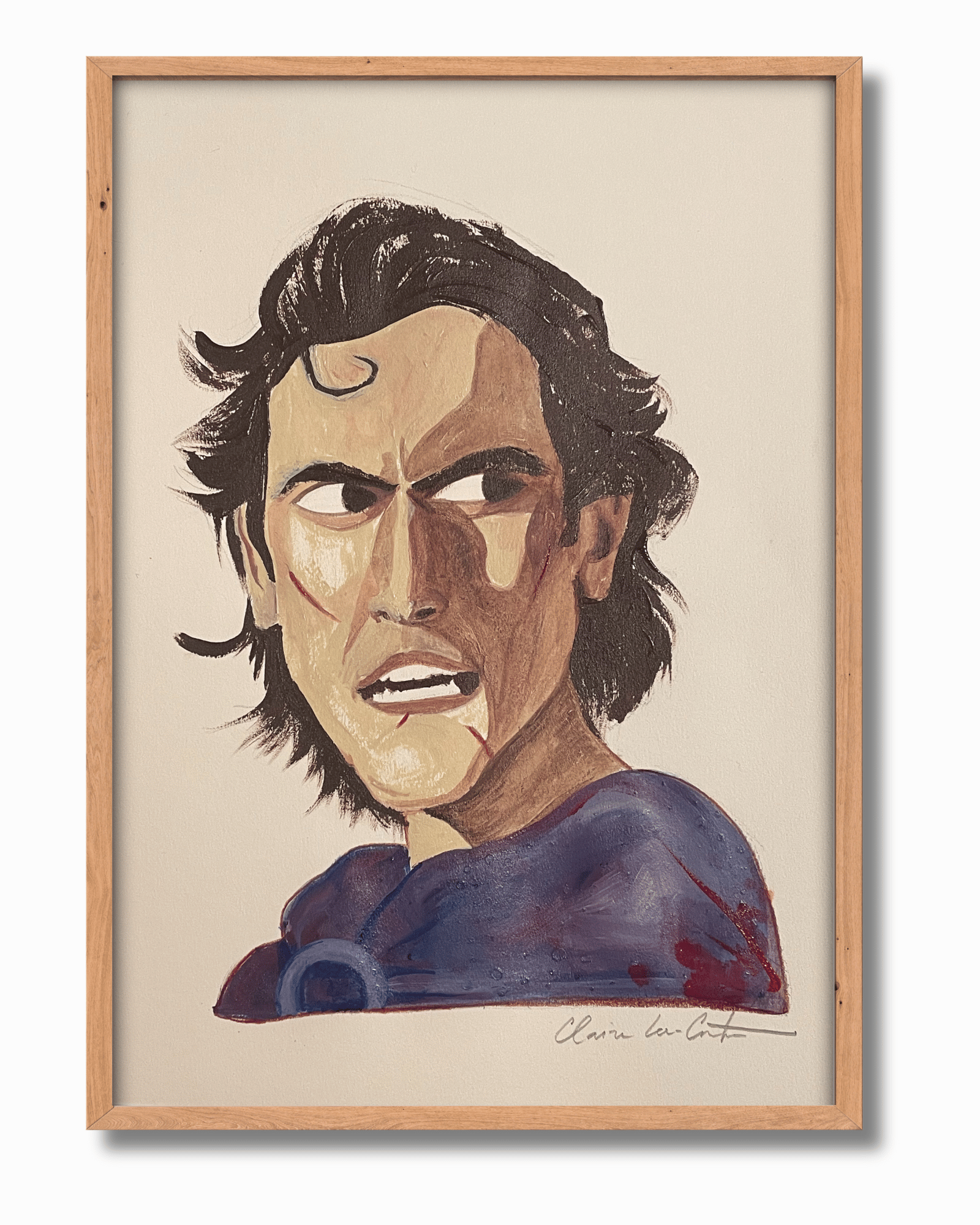 Ash from the army of darkness, The evil dead, Bruce Campbell, Acrylic painting, traditional portrait