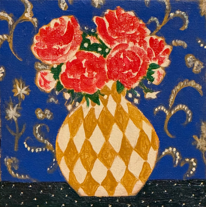 Roses in yellow vase