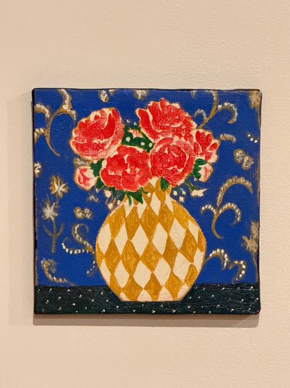 Roses in yellow vase