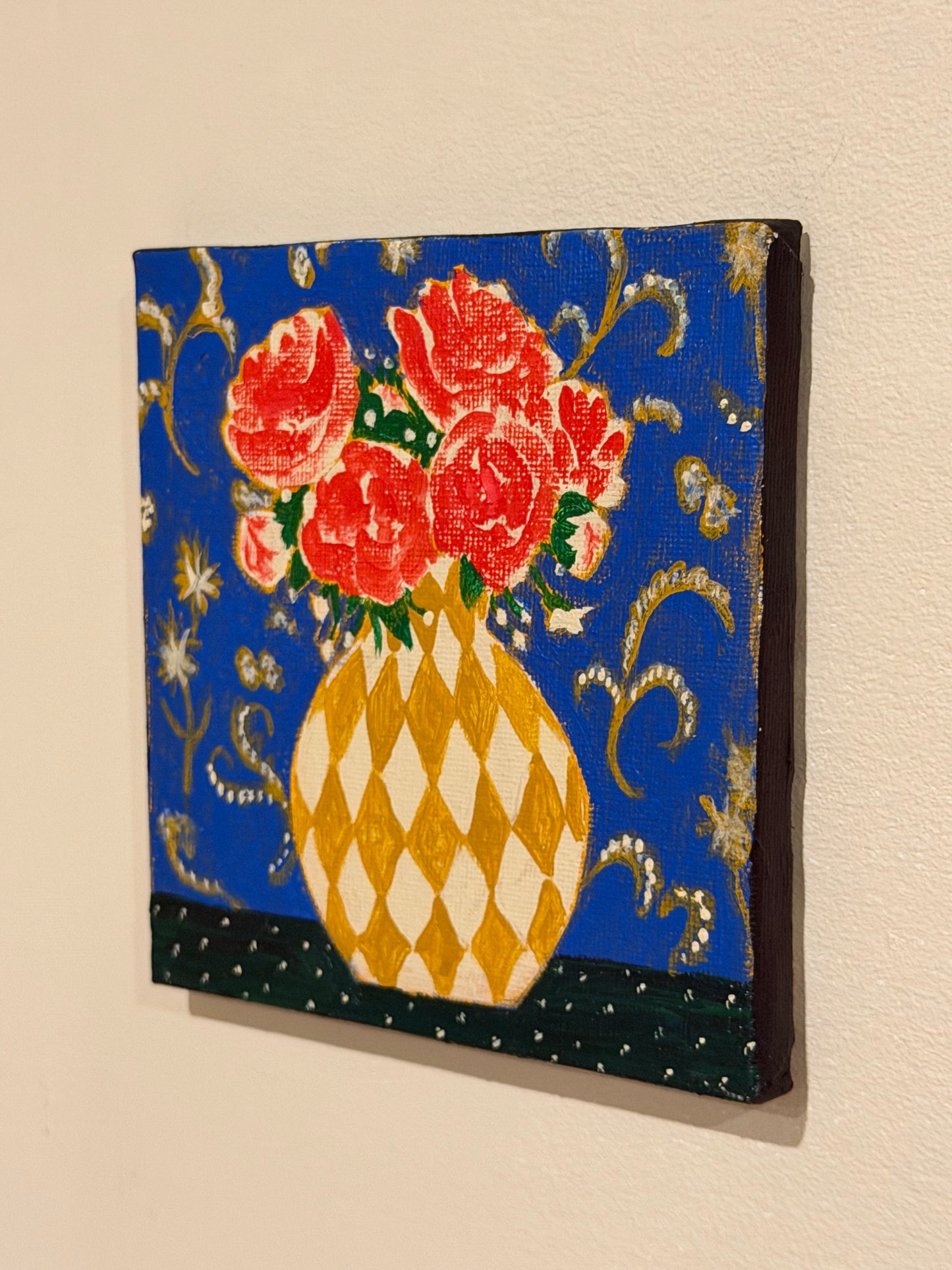 Roses in yellow vase